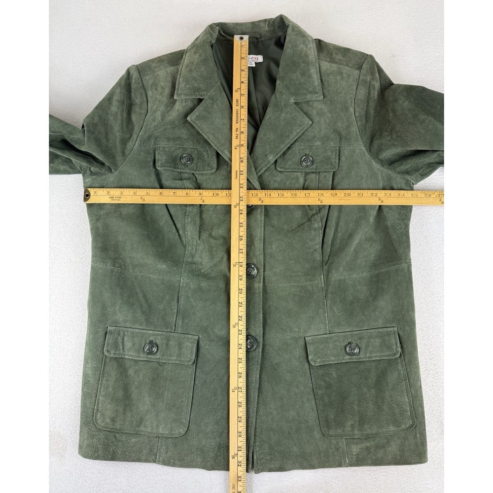 d&co. Jacket Women's 2X Green Leather Suede Long Sleeve‎ Pockets - Picture 2 of 6